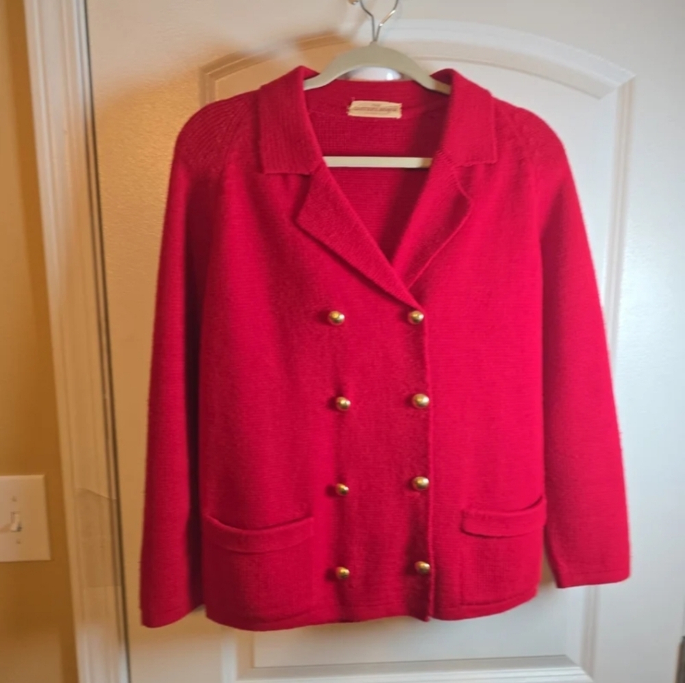 VINTAGE Equestrian Wool Women's Double-Breasted Red Jacket